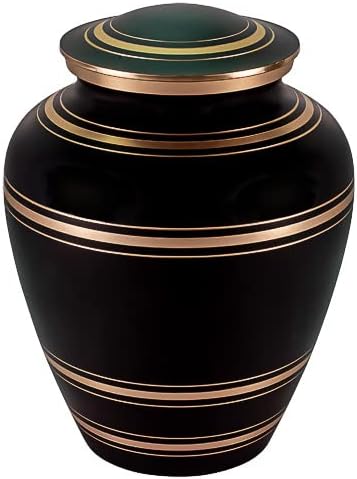 Elite Onyx II Brass Cremation Urn for Ashes, Brass, Black Urn, Adult Sized Cremation Urn, 9.75 Inches High