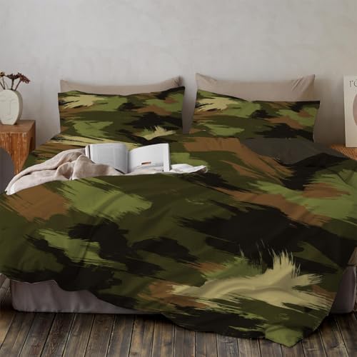 Housse de couette 200x200cm vert olive en textile microfibre premium