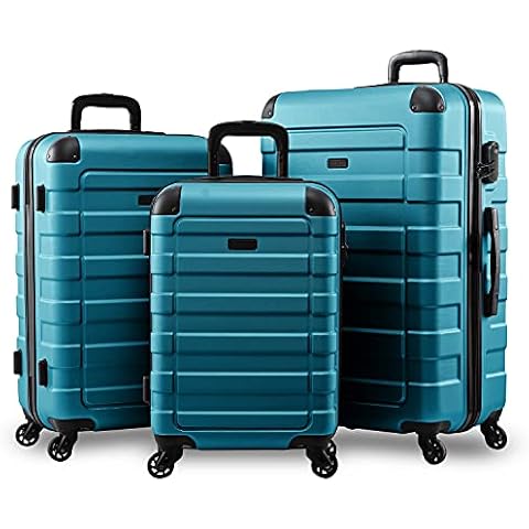 Hipack Hardside 3-Piece Spinner Luggage Set, Turquoise, One_Size Cover