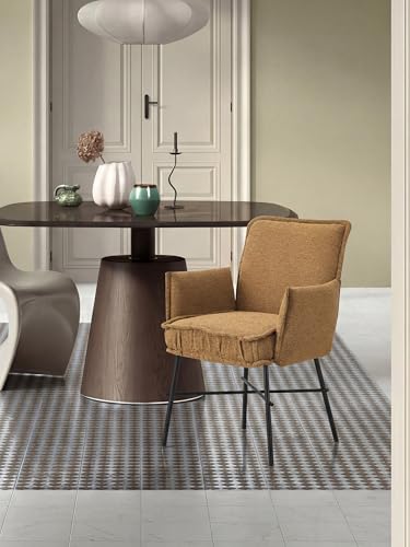 B&D home Esszimmerstuhl JÜRGEN, Schreibtischstuhl Polsterstuhl Loungesessel für Esszimmer, Wohnzimmer, Büro, Industrial modern elegant Design, Orange, 11129-GELB-1
