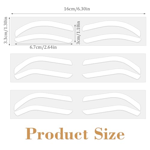 60PCS 3 Size Eyebrow Stencils for Shaping, Disposable Adhesive Eye Brow Stencil Stickers, Eyebrows Shape Tape Template Kit for Women Tinting Makeup - Thumbnail 2