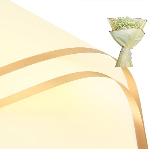 Miniatura 7 de 20 hojas de papel de regalo de flores con borde dorado de color puro, papel de regalo impermeable para el día de San Valentín, 23 x 23 pulgadas,
