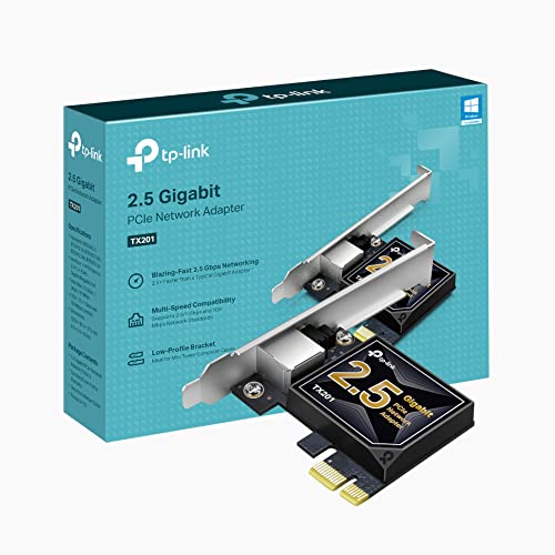 TP-Link TX201 2.5 Gigabit PCI Express Ethernet Network Adapter, Low-Profile and Full-Height Brackets, Ethernet Network Card Supports Windows 11/10/8.1/8/7, Linux, Versatile Compatibility 2.5