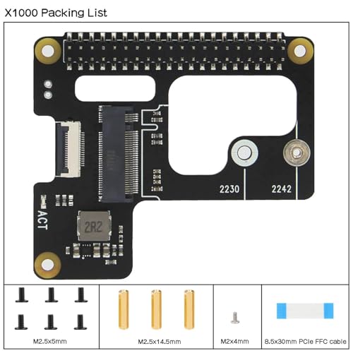 Image of Raspberry Pi 5 M.2 NVMe SSD Adapter X1000 Pi 5 PCIe to M.2 NVMe Top HAT M.2 NVMe SSD PCIe Board NVMe SSD Expansion Shield