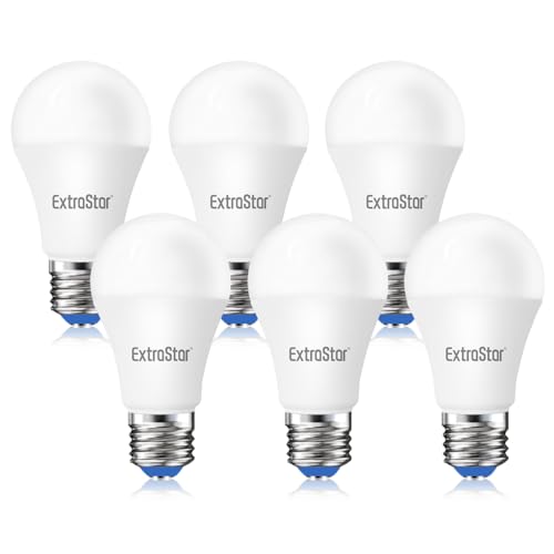 EXTRASTAR 6pc bombillas LED A60, 12 vatios (Eq. 96W), casquillo E27,Luz Blanca Fría 6500K, 1160Lm, No regulable