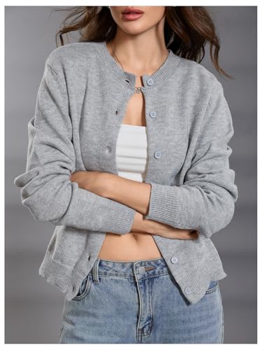 Image of SOLY HUX Women's Button Down Cropped Lightweight Cardigan Sweater Cute Fall Fashion 2026