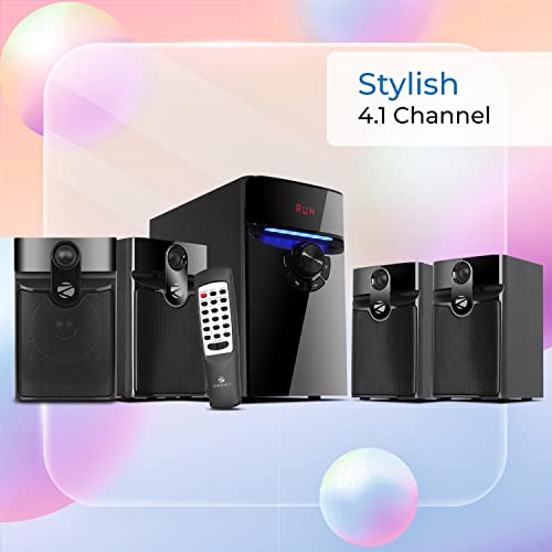 Image of ZEBRONICS Bronze 100 72 Watts RMS, 4.1 Speaker with Bluetooth 5.0, LED Display & Lights, Remote Control, USB, SD, AUX Input, FM Radio and Stylish Design