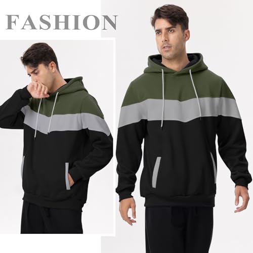 Men's Fashion Fleece Hoodies Techwear Contrast Color Sweatshirts, Unisex Lightweight Patchwork Hip Hop Pullover3