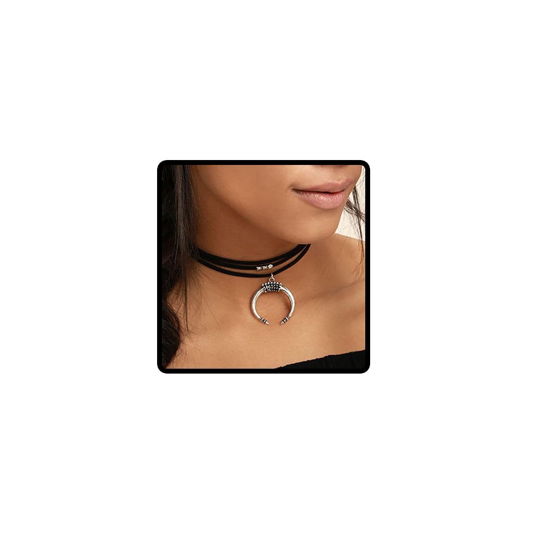 Collana Choker Con Ciondolo Luna – Vintage, In Pelle PU E Lega, Regolabile, Gioiello Per Donne E Ragazze, Regalo Significativo - 2