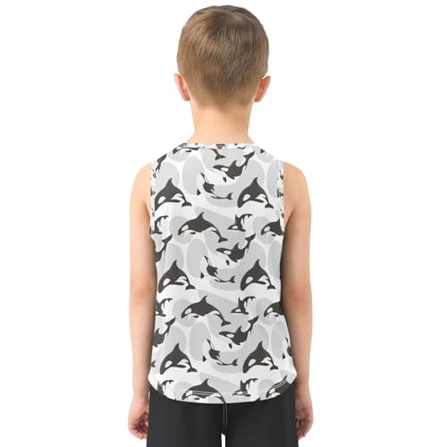 Boys Killer Whale Orca Tank Tops Kids Sleeveless T Shirts Quick Dry Sport Workout Active 3-15 Years3
