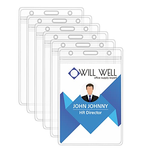 Will Well 6 Pack Clear Extra Thick ID Card Name Badge Holder…