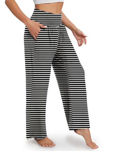 Image of Gracyoga Wide Leg Yoga Pants for Women Casual Loose Cozy Sweatpants High Waisted Lounge Pajama Flowy Pants With Pockets
