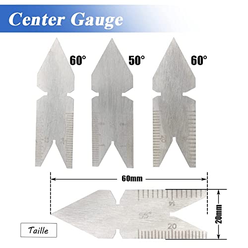 Mesee Stainless Steel Screw Thread Pitch Cutting Gauge Tool Set, 58 Pcs Metric & America Sae Type & British Whitworth Caliper Gages + 3Pcs 55 & 60 Degree Center Gage Measuring Tool #TOP4
