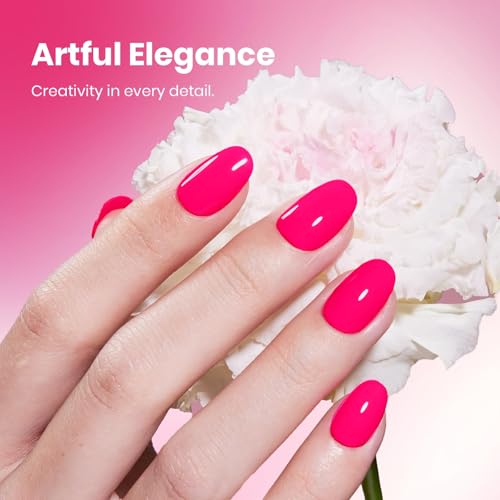 Image of Beetles Hot Pink Gel Polish - Wild Tulips 15ML /0.51FlOz, Neon Pink Gel Polish, Same Color Same Bottle STAY SHINING Series, Soak Off UV LED Lamp Nails Art Manicure Salon DIY Home Spring & Summer Nails