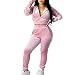 Tomwell Damen Sportanzüge Jogginganzug Jogginganzug Bekleidungsset Sport Freizeit Pullover Hose Set Frühling 2 Teilig Traingsanzug Bauchweg Jacke Freizeithose C Rosa 44