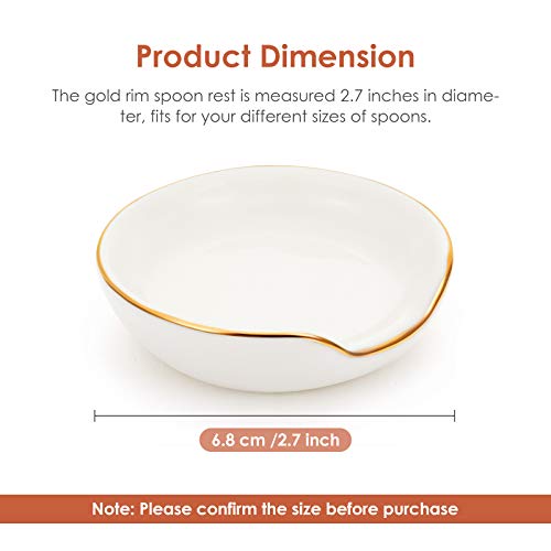 4 Pieces 2.7 Inches Mini Ceramic Spoon Rests, Gold Rim Kitchen Spoon Rests, Mini Cooking Spoon Holder For Stove Top Countertop, Teaspoon Rest, Coffee Stir Spoon Rest #TOP1