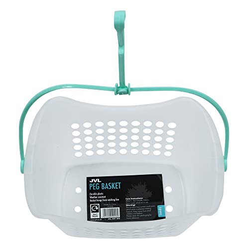 JVL Plastic Hanging Peg Basket Clear/Aqua One Size 19-216