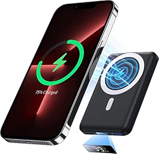 Magnetic Power Bank 10000mAh, Yiisonger 15W Wireless Fast Charging Portable Small Charger Battery Pack PD 20w & QC 22.5w Usb Type C Compatible For iphone 14&13/12 Series(Black)