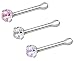 Set of 3 Nose Piercing Studs: Sterling Silver 22g CZ Nose Piercing Jewelry - Clear, Pink & Lavender
