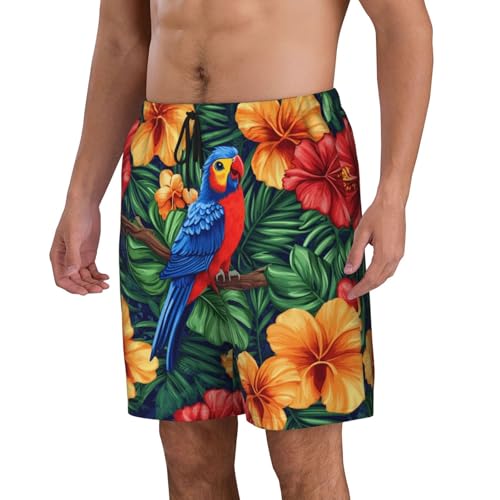 Beautiful Bird Flower Print Men's Beach Pants Lightweight Quick-Dry Swim Pants with Mesh Lining for Men2