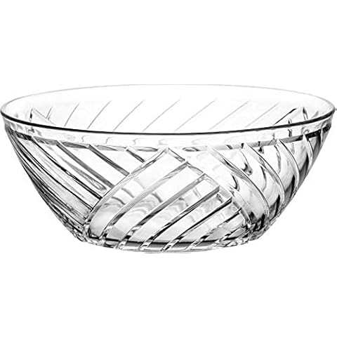 Large Glass Serving Bowl. Ridged Salad Mixing Dish. Decorative Tableware Trifle Bowl. (2140 ml) Cover