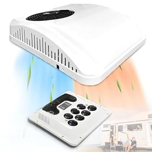 9000 BTU RV-airconditioner met verwarming 12V/24V/48V – Universele AC-unit op het dak RV Airconditioner Verwarmingscombinatie, 12 Volt Camper-airconditioningunit