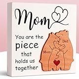 Cherished Moments with Mom - Heartwarming Wood Sign for Three Children Families | Perfect for Mom Gifts from Kids | Ideal for Birthdays, Mother's Day, Christmas | 'You Hold Us Together' Design