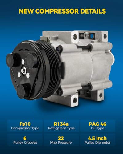 Image of PHILTOP 58157 Air Conditioner AC Compressor with Clutch for Ford Windstar 2001-2003, 1999-2000 3.8L,Freestar 2004-2007, Mercury Monterey 2004-2007