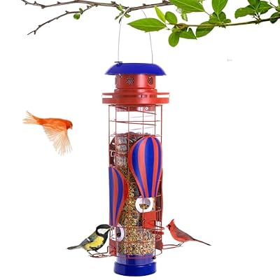 Beserie Solar Bird Feeder for Outdoors Hanging, Squirrel Proof Bird Feeder, Metal Waterproof Wild Bird Feeders,Cardinals Feeders, Gifts for Bird Lovers, Garden Decoration