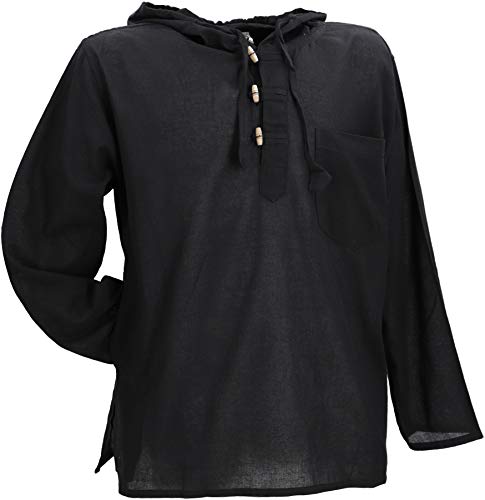 Guru-Shop, Camicia Nepal, Goa Hippie Felpa, Nero
