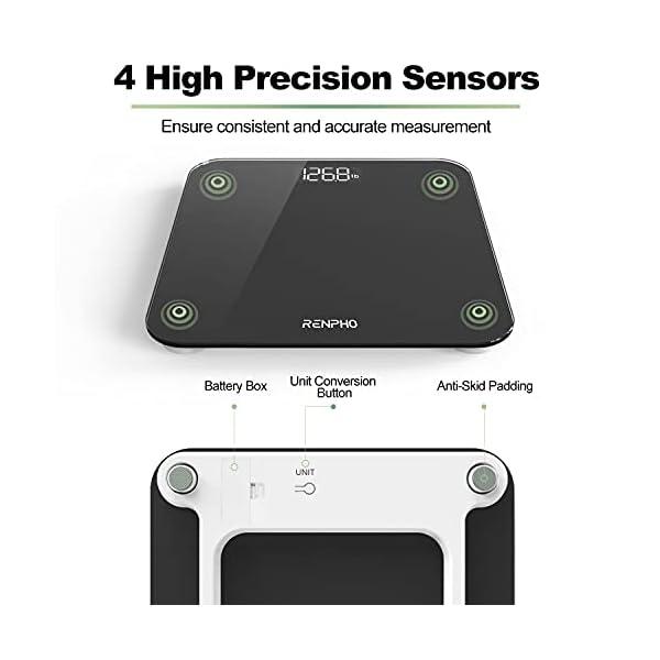 RENPHO-Digital-Bathroom-Scale-Highly-Accurate-Body-Weight-Scale-with-Lighted-LED-Display-Round-Corner-Design-400-lb-Black RENPHO Digital Bathroom Scale, Highly Accurate Body Weight Scale with Lighted LED Display, Round Corner Design, 400 lb, Black-Core 1S