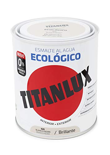 Titanlux 00T052534 Smalto ad Acqua Ecologico Brillante, Bianco Pietra, 750 ml
