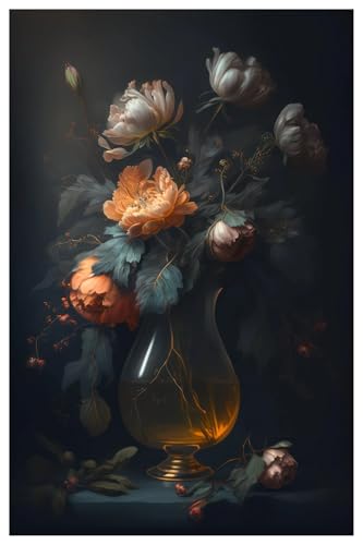 Cuadro de flores texturizado en lienzo de 20x30 cm para salones modernos