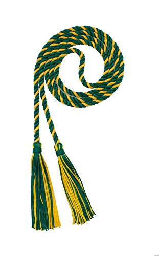Image of Graduation Honor Cord - DK Green /Gold - Every School Color Available - Made in USA