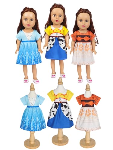 Benylion Doll Clothes for 18 inch Dolls Girls Princess Costume Dress for 18 Inch Doll Include 3Pcs Different Princess Dress Fits All 18 inch Girl Dolls