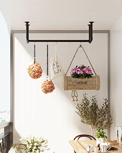 SONGMICS Kleiderständer für die Wand, Kleiderstange im Industrie-Design, 2er Set, Wandmontage, bis 60 kg belastbar, 30 x 112 x 29,3 cm, einfache Montage, schwarz HSR64BK-02