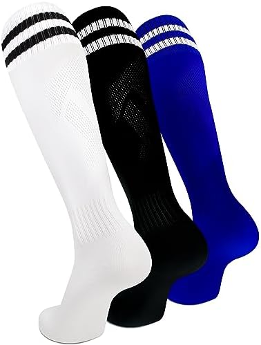 Kids Soccer Socks, 3 Pairs For Boys Girls Striped Tube Athletic Football Team Sport Keen High Socks