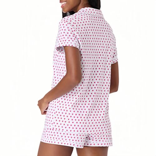 Image of Womens Pajamas Set Shorts Button Down 2 Piece Monkey Bunny Y2k Roller Dupes Rabbit Preppy Lounge Pjs Comfy Sleep Wear