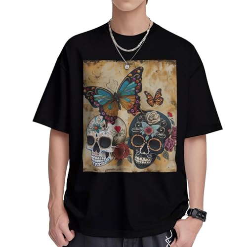 T-shirt Sugar Skulls pour femme tunique ample en coton à manches courtes
