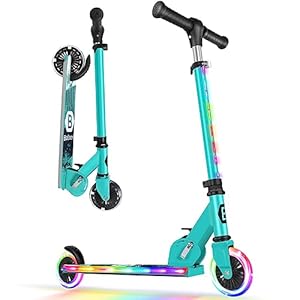 BELEEV V2 Scooters voor Kinderen met Lichtgevende Wielen en Stuurpen en Dek, Opvouwbare Scooter met 2 Wielen, Lichtgewicht voor Kinderen van 3-12 Meisjes Jongens, Hoogte Verstelbare Antislipdek, Green