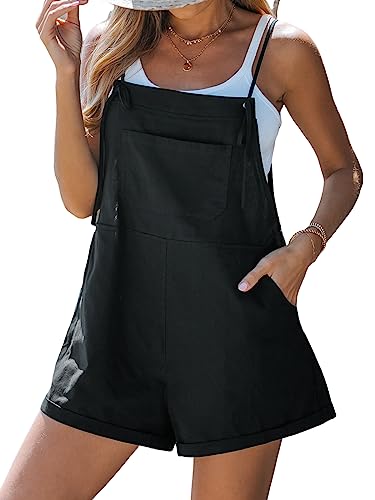Cupshe Women's Cotton Drawstring Waist Short Overalls Sleeveless Jumpsuit Wide Leg Outfit Casual Summer,S #TOP21
