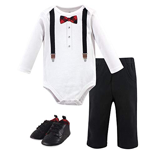 Image of Little Treasure Unisex Baby Cotton Bodysuit, Pant and Shoe Set