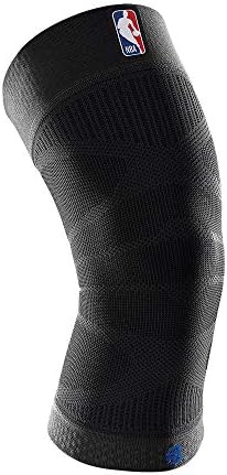 BAUERFEIND Sports Compression Knee Support NBA - Lightweight Design with Gripping Zones for Basketball Knee Pain Relief & Performance with Team Designs (Black, L)