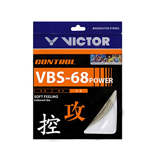 Victor VBS-68 Power (0.68mm x 10mm) Control Soft Feeling Badminton String Available in 5 Different Color (Pack of 2) (White)