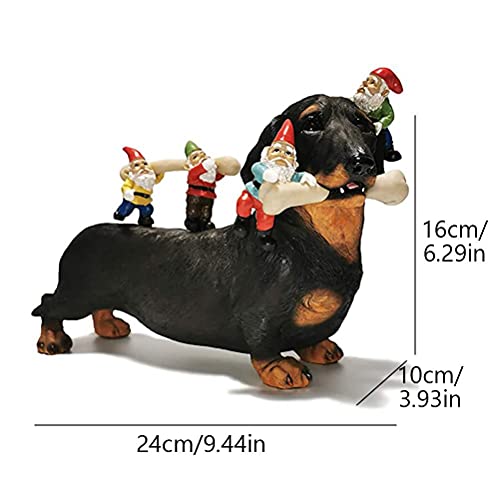 TOPINCN Hundefressende Zwergenstatue, Hundeskulptur aus Kunstharz für Lustige Gartendekoration, 24 cm Hoch, für Rasen und Terrasse (#2)