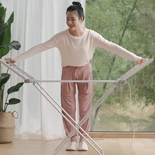 Heated Clothes Airer, 50Hz/230W Electric Heated Clothes Airer Dryer Low Energy Energy Efficient Clothes Drying Rack Towel Warmer 45-55℃ Constant Temperature, Silver