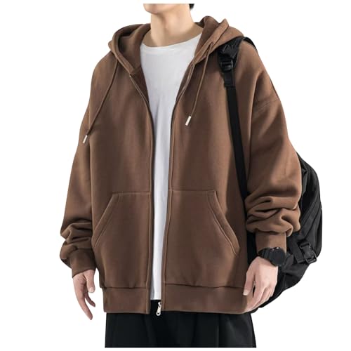 Ymosrh Men's Zip Up Sweatshirt Hoodie Long Sleeve Casual Loose Fit Pullover Hoodies, M-3XL