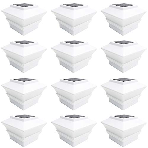 iGlow 12 Pack White Outdoor Garden 4 x 4 Solar LED Post Deck