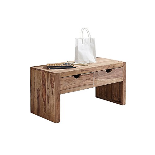 WOLFMÖBEL Konsole YOGA mit 2 Schubladen, 43 x 90 x 45 cm, Shisham, Farbe: natur Cover