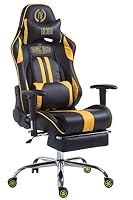 CLP Gaming Bürostuhl XL Limit mit Kunstlederbezug I Gamingstuhl mit Metallgestell I Schreibtischstuhl höhenverstellbar Farbe schwarz/gelb mit Fußablage – Ansicht 3